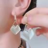Тенденция Роскошные белые серьги с геометрическим ромбом из камня кошачий глаз для женщин Темпераментные ювелирные изделия Подарочные аксессуары