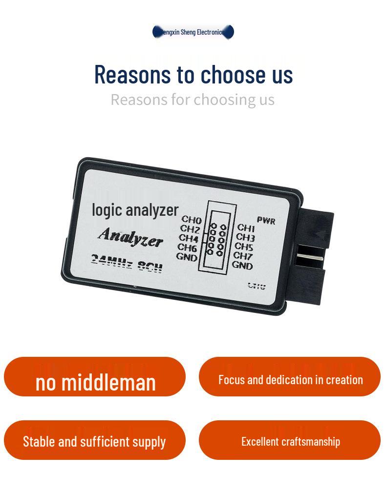 High-Frequency 8-Channel USB Logic Analyzer with ARM FPGA, 24M Sampling.