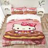 3pcs Sweet Hello Kitty Doughnut Delight Quilt Cover Set - Soft and Cozy Bedroom, Guest Room and Dorm Decorative Bedding 3-Piece Set 1 Quilt Cover