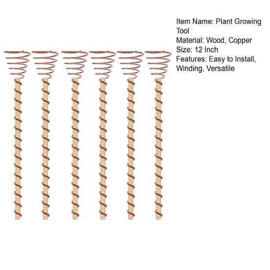 6Pcs 12 Inch Electric Grow Antennas Copper Stake Copper Wire Plant Stake Easy Installation Indoor Outdoor Plant Growing Accessories