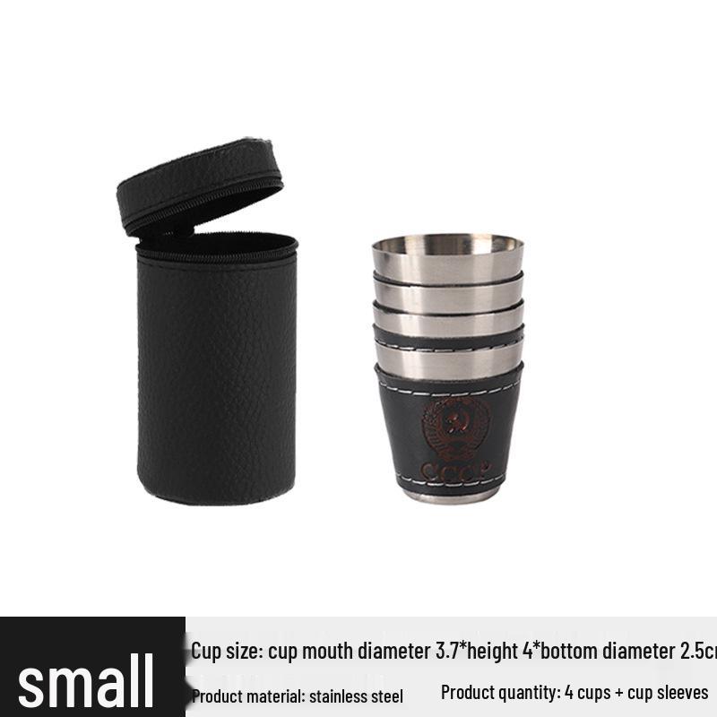 Портативный набор бокалов для вина из нержавеющей стали с кожаным чехлом - Идеально подходит для путешествий и отдыха на природе