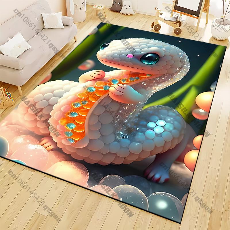 White cute snake carpet Yoga living room room decor children's crawling mat doormat area rug games area washroom floor mat