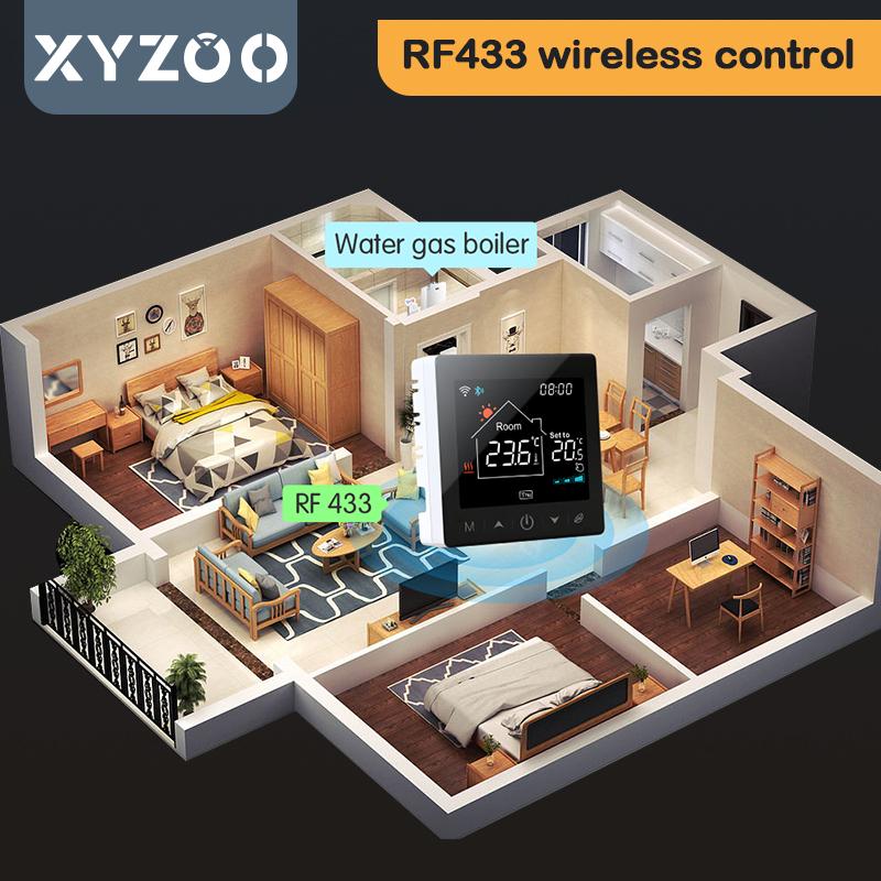 Беспроводной WiFi-термостат Tuya для газового котла, RF433, для теплого пола, Умный домашний контроллер температуры и приемник, Alexa Google Alice