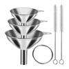 Stainless Steel Funnels Set Kitchen Food Grade Metal Funnels for Filling Bottle Funnels for Essential Oil Useful Kitchen Gadgets