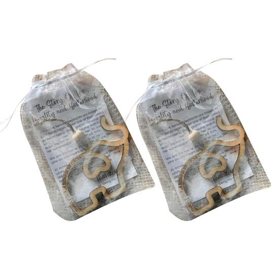 45659 Sets Wooden Sisterhood Elephant Decoration with Story Card Women Tribe Hollow