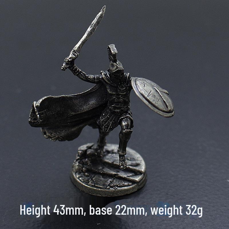 White Copper Spartan Shogun Warrior Chess Piece Ornament – Retro Soldier Toy Gift for Boys