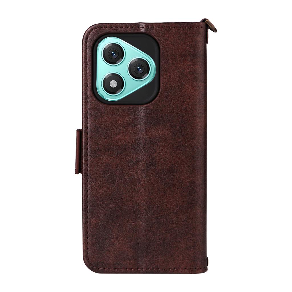 For Honor 400 Lite 5G Leather Case Magnetic Closure Wallet Stand Phone Cover with Crossbody Strap