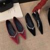 Pointed One-pedal Temperament Shallow Mouth Casual Single Shoes 2025 Spring French Rhinestone Flat-bottomed Comfortable Wedding Shoes Women's New