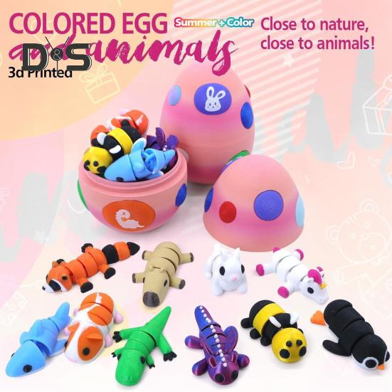 Яйцо дракона с мини-животными, 3D-печатные шарнирные фигурки животных внутри яйца, карманная игрушка для питомца, игрушка для детей, подарок, пасхальная корзина, наполнители