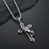 Stainless Steel Necklace for Faithful Individuals 1PC Personalized Stylish Daily Accessory Praying Hand with Cross Charm Accessories