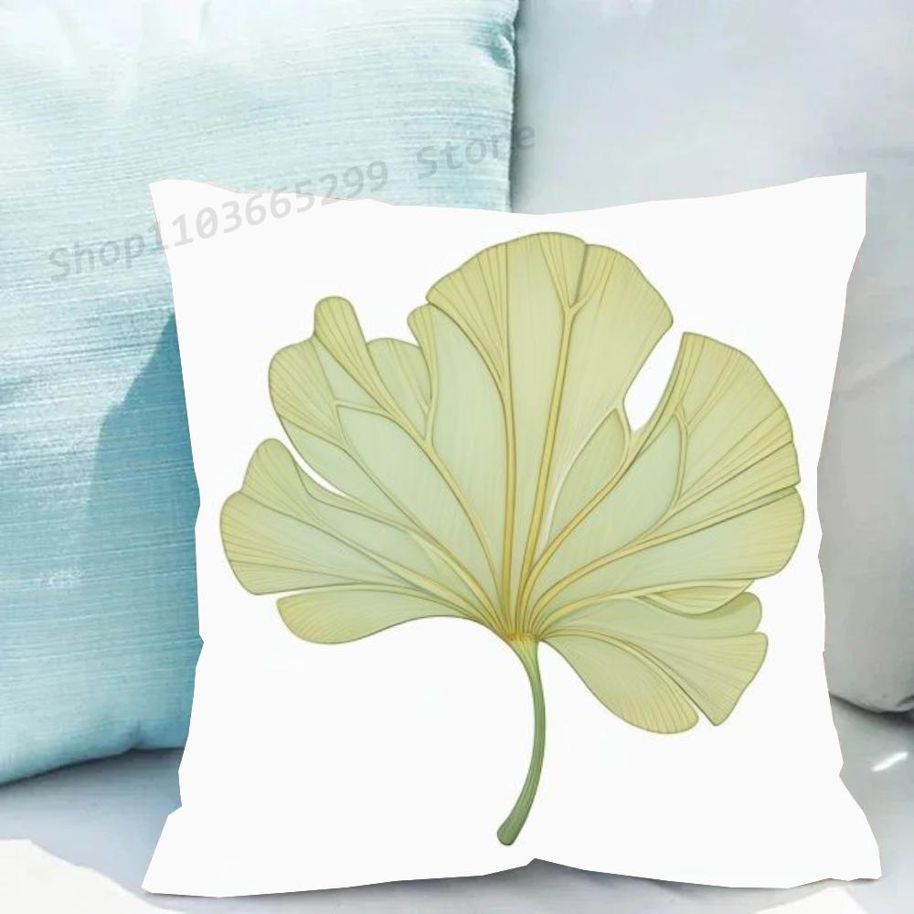 1pc Ginkgo Leaf Pillow Case Square Bedroom Sofa Leisure Comfort Cushion Car Living Room Home Decoration
