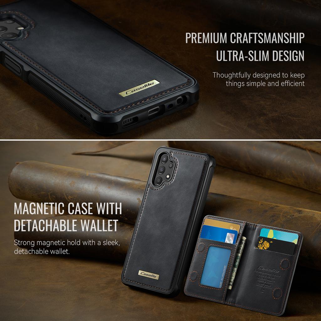 CASEME Серия ME80 Для Samsung Galaxy A13 4G/A04s 4G (164.7мм) Магнитный чехол-кошелек из кожи и ПК/ТПУ для телефона, съемный