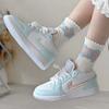 Детские кроссовки Air Jordan 1 Low SE GS Glacier Blue разноцветные белые суперфиолетовые HJ3481-491
