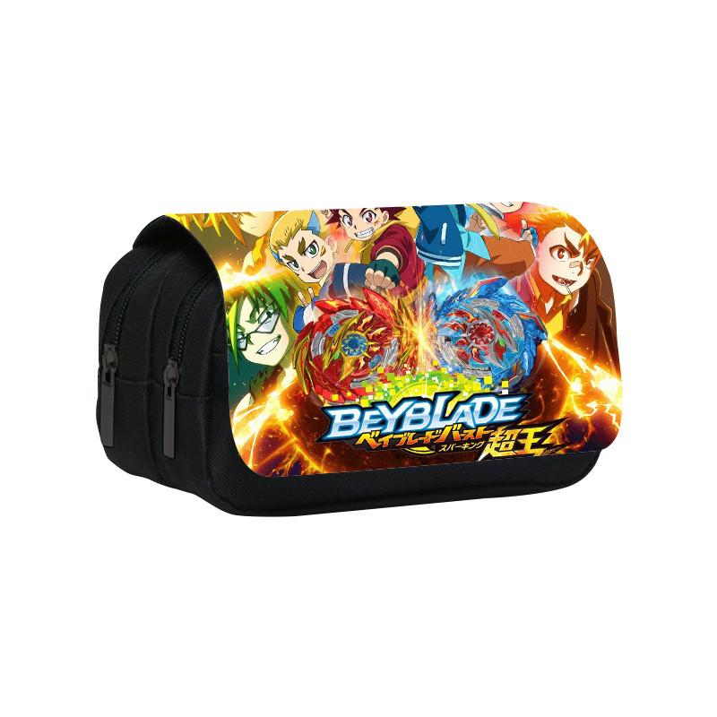 Beyblade Cartoon Character Print Student Double Layer Stationery Storage Bag For School And Travel Use