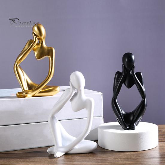 3 шт. абстрактная фигурка мыслителя, мини-статуэтка сидящего мыслителя из смолы, скульптура для гостиной, домашнего офиса, книжной полки, украшения для рабочего стола