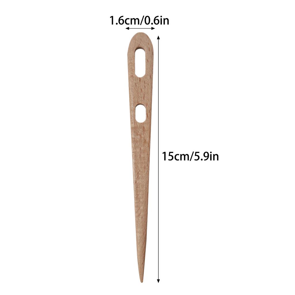 2Pcs Big Eye Crochet Needle Double Hole Crochet Needle 15mm Thick Beech Wood Knitting Needle for Weaving DIY Tapestry