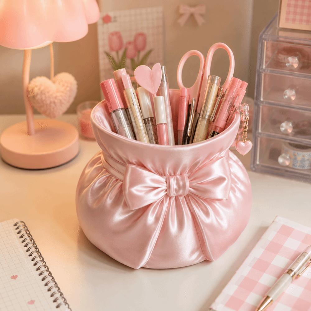 Multi-function Bow Pen Holder 3D Printed Makeup Brush Storage Case Cute Storage Box Desktop