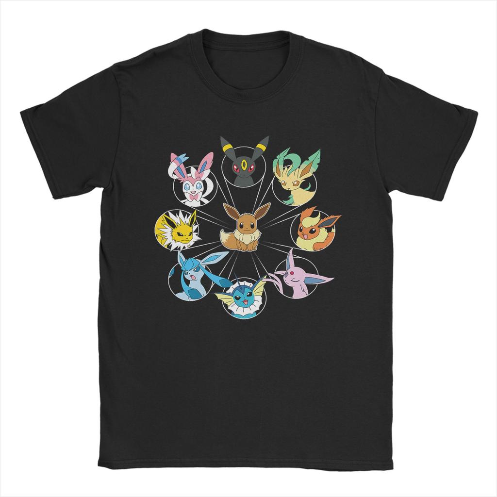 Pikachu CharUnisexder Bulbasaur Squirtle Kanto Circle Hipster TShirts Pure Cotton Tshirt for Unisex YK Retro Print Short Sleeve Tops