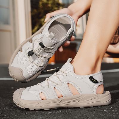 Мода Новые Летние Мужские Уличные Сандалии Римские Трекинговые Удобные Повседневные Для Альпинизма Рыбалки Пляжные Кожаные Классические Шлепанцы Для Пеших Прогулок Мода