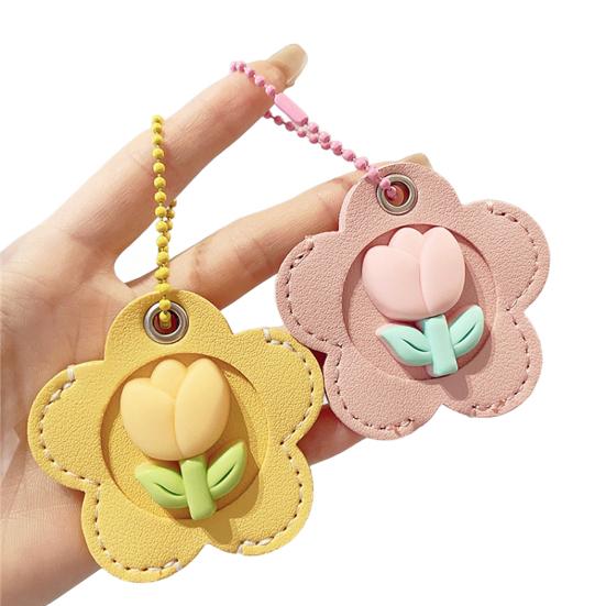 2 шт. Элегантный держатель для ключей в форме тюльпана из искусственной кожи, брелок в форме дома