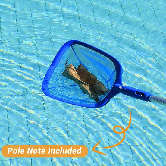 Pool Skimmer Net Deep Fine Mesh Solid Plastic Frame Detachable Pole Large Capacity Heavy Duty Leaf Fine Debris Pool Cleaning Net Pool Accessories