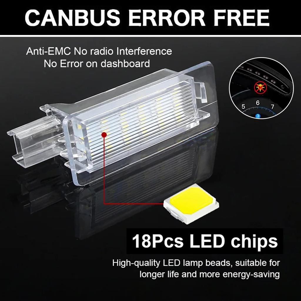 2x LED License Number Plate Light for Renault Captur Clio 3 Clio 4 Espace 4 Fluence Laguna 3 Canbus Error Free Waterproof White