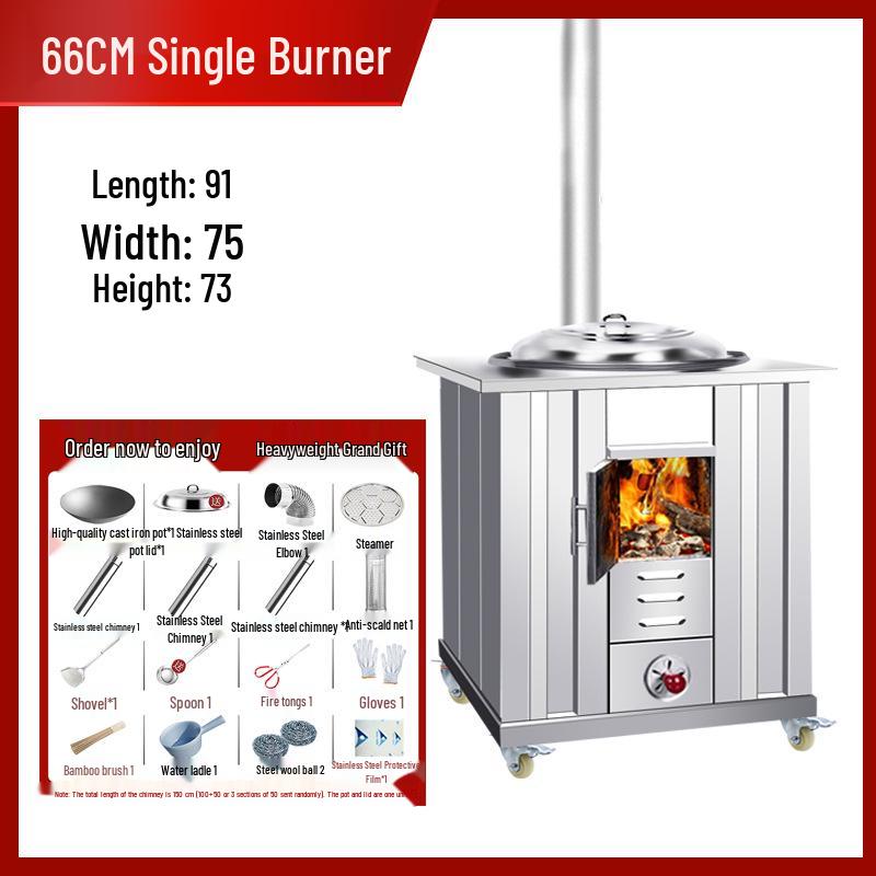 Portable Stainless Steel Wood Stove for Outdoor Cooking