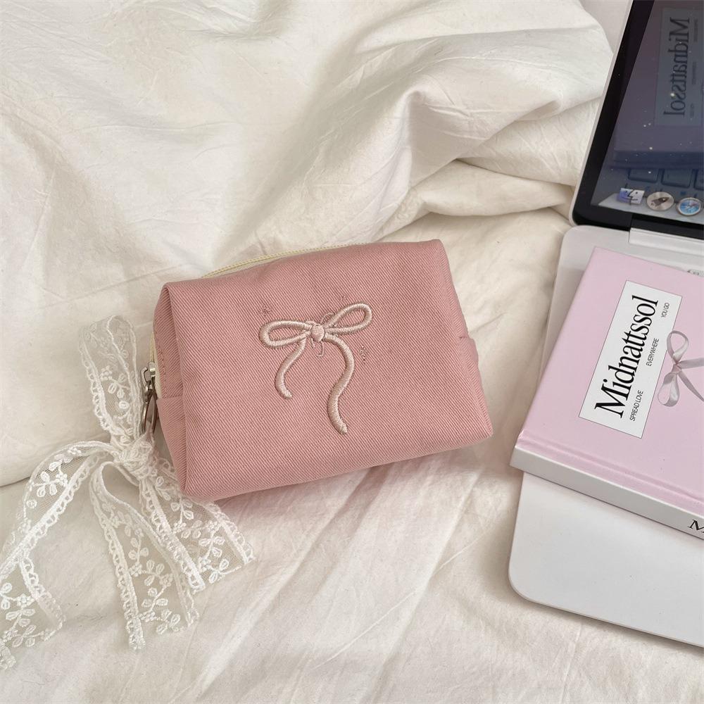 Bowknot Bow Coin Purse Portable Cosmetic Bag Square Sanitary Napkin Storage Bag  Travel