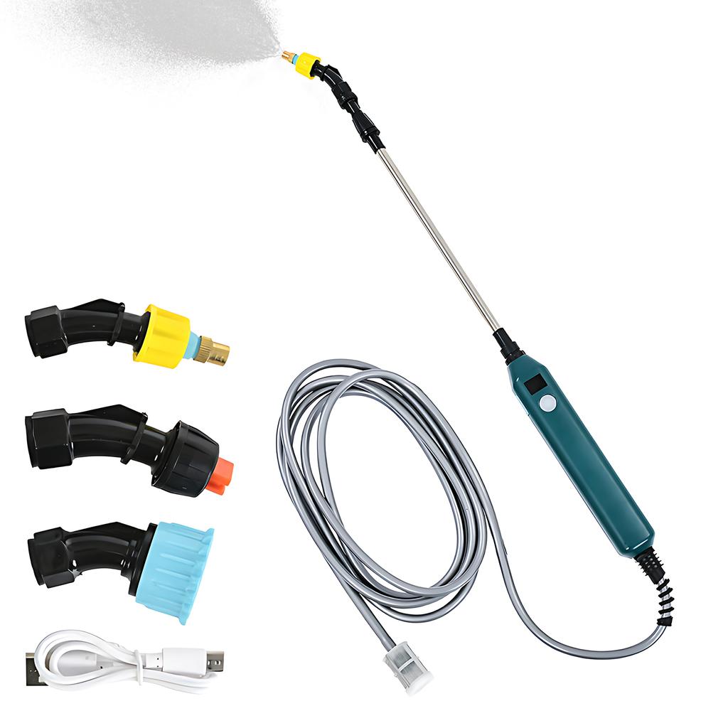 Stainless Steel Water Hose Sprayer Wand Spray Adjustable Electric Power Display Handheld
