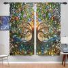 2 шт. Шторы «Волшебное дерево» 3D Красочный узор стеклянной мозаики Гостиная Спальня Балкон Солнцезащитные Художественный декор Шторы