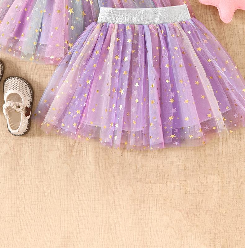 Пушистая юбка-принцесса для девочек со звездным принтом - Для всех сезонов