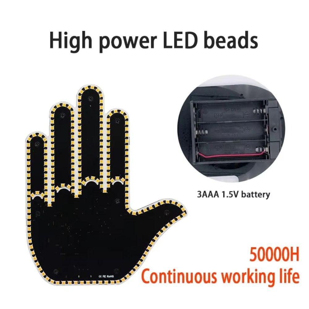 Funny Finger Gesture Lights Five Finger Shaped Glow Panel Signs Hand Lamp Road Rage Signs