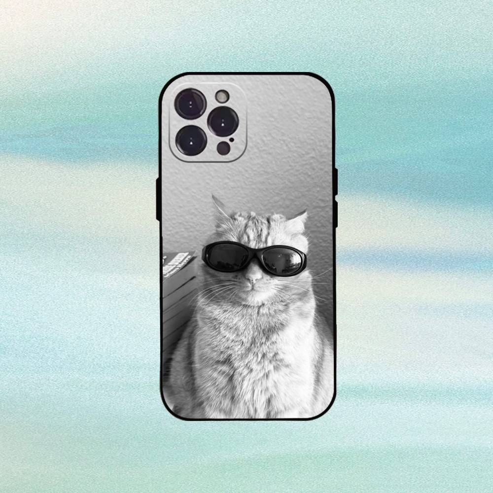 Крутой Кот Милый Чехол Для Телефона Для iPhone17,16,15,14,13,12,Plus,Pro Max, 5G Другие Мягкий Черный Чехол