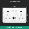 18W Type-C Plug Quick Charging Universal 5-pin Dual Power Socket,UK Standard 13A Wall Socket with DC 5V 3.1A Type-c USB Charger