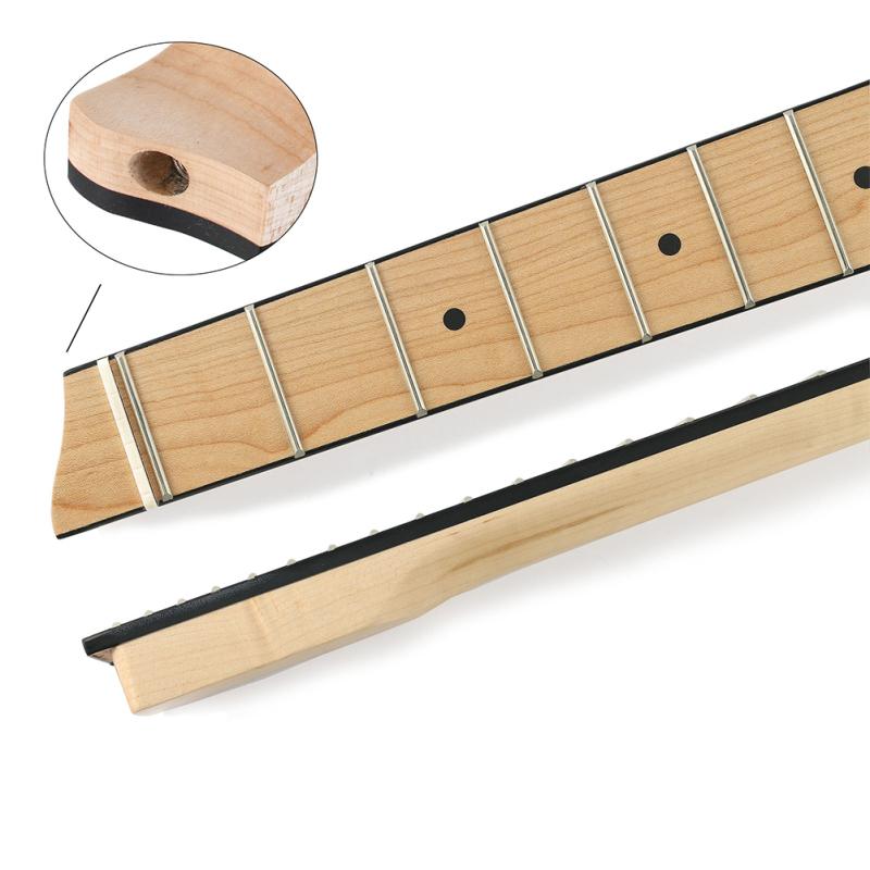 Electric Guitar Neck Replacement 25-fret Headless Handle Maple Fretboard Maple Neck For 6-string Travel Guitar