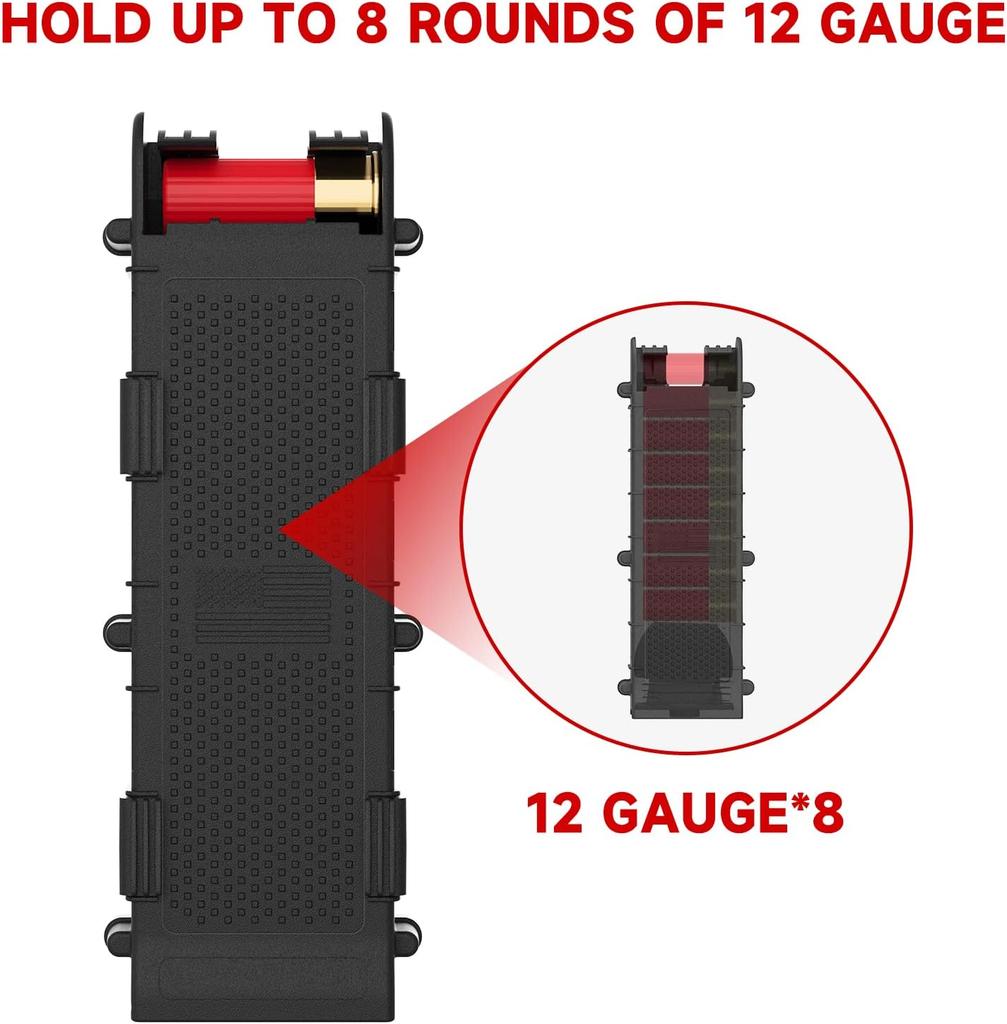 PA66+GF30 12 Gauge Shotgun Pouch Holster 12G Reloader Pouch High-Impact Ambidextrous 12 Gauge Reloader Up to 10 Shell