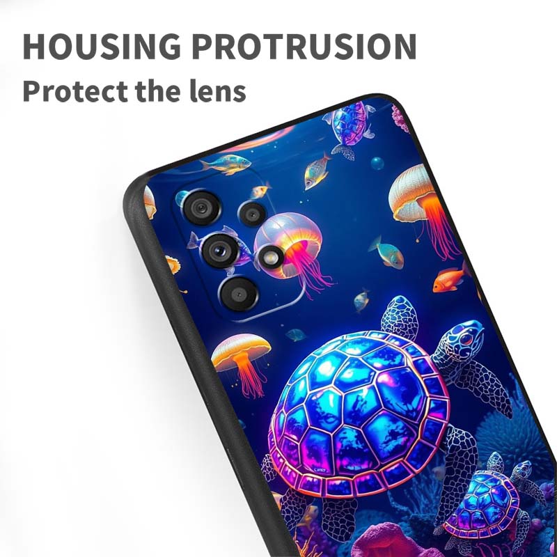 Мультяшная Аниме Черепаха Слон Для Samsung A41 A35 A34 A33 A32 A25 A24 A23 A21s A06 A05 A04 A03 Note 10 20 Ultra 5G Черный Чехол