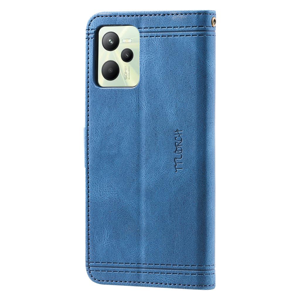 For Oppo/Realme All Series Oppo A7,Reno5,A94,C21Y,A52,A72,Narzo 50A...Hand Rope Style Splicing Design PU Leather Flip Stand Wallet Phone Case
