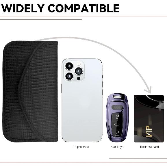 2PCS Faraday Bags For Car Keys And Cell Phone, RFID Signal Blocking Bag, Keyless Entry Fob Signal Blocking Pouch, Cell Phone Privacy Card Protection,
