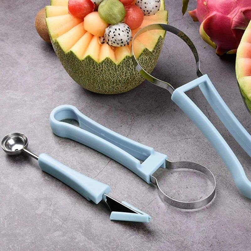 DIY арбузная нарезка для фруктов, резак, совок, инструмент для резьбы по фруктам, нож, тарелка для фруктов, сепаратор мякоти, кухонные инструменты для резьбы по фруктам