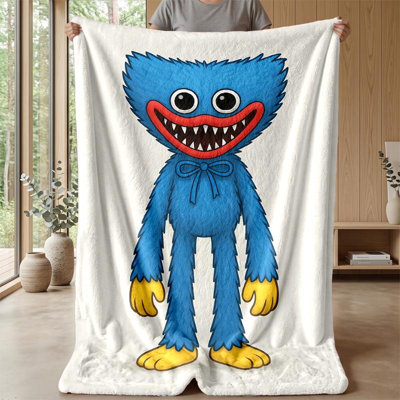 Huggy Wuggy Cozy Flannel Blanket, Comfortable Warm Throw Blanket for Bedroom Sofa Home Use