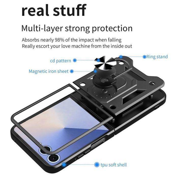 Coque de protection - BOOLING - pour Samsung Galaxy Z Flip 7 - Antichoc - Noir - 2 Verres Trempés