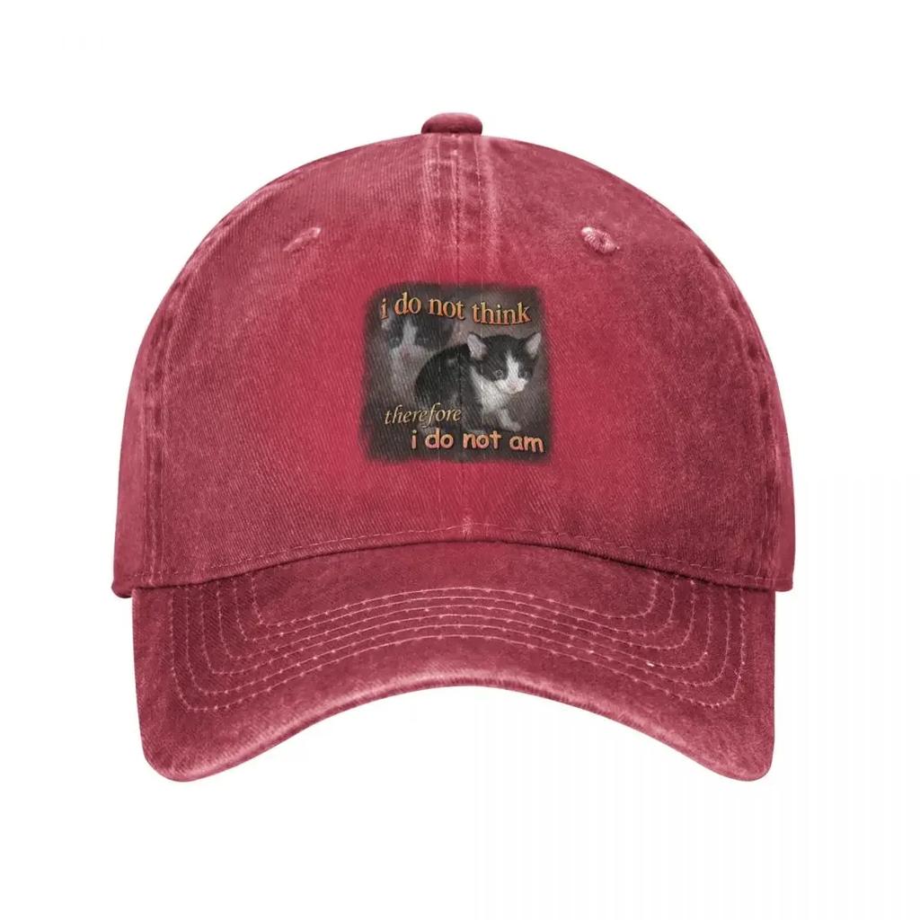 I do not think therefore I do not am cat meme portrait Baseball Cap cute Visor derby hat Luxury Brand Baseball For Unisex Womens