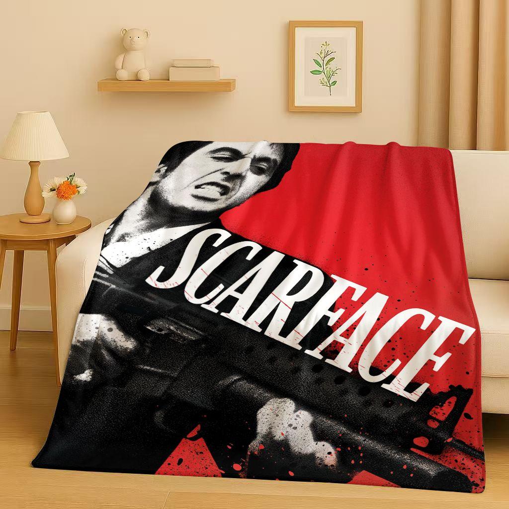 Classic Scarface Tony Gang Movie Flannel Blanket,Ultra Soft Plush Throw for Home Bedroom Bed Sofa Cover Office Picnic Kids Gift