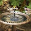 Solar Fountain Pump Glass Panel Bath Stakes Water Pump with Bird 3 Nozzles Double-Sided