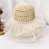 Straw Sun Hat Children's Summer Big Brim Breathable Pearl Straw Hat Beach Vacation Sunshade Sunscreen Hat Tide