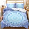 Bohemian Mandala Duvet Cover Set Twin Queen King Full Size,Blue Boho Chic Microfiber Bedding Set for Boys, Girls, Kids and Teens