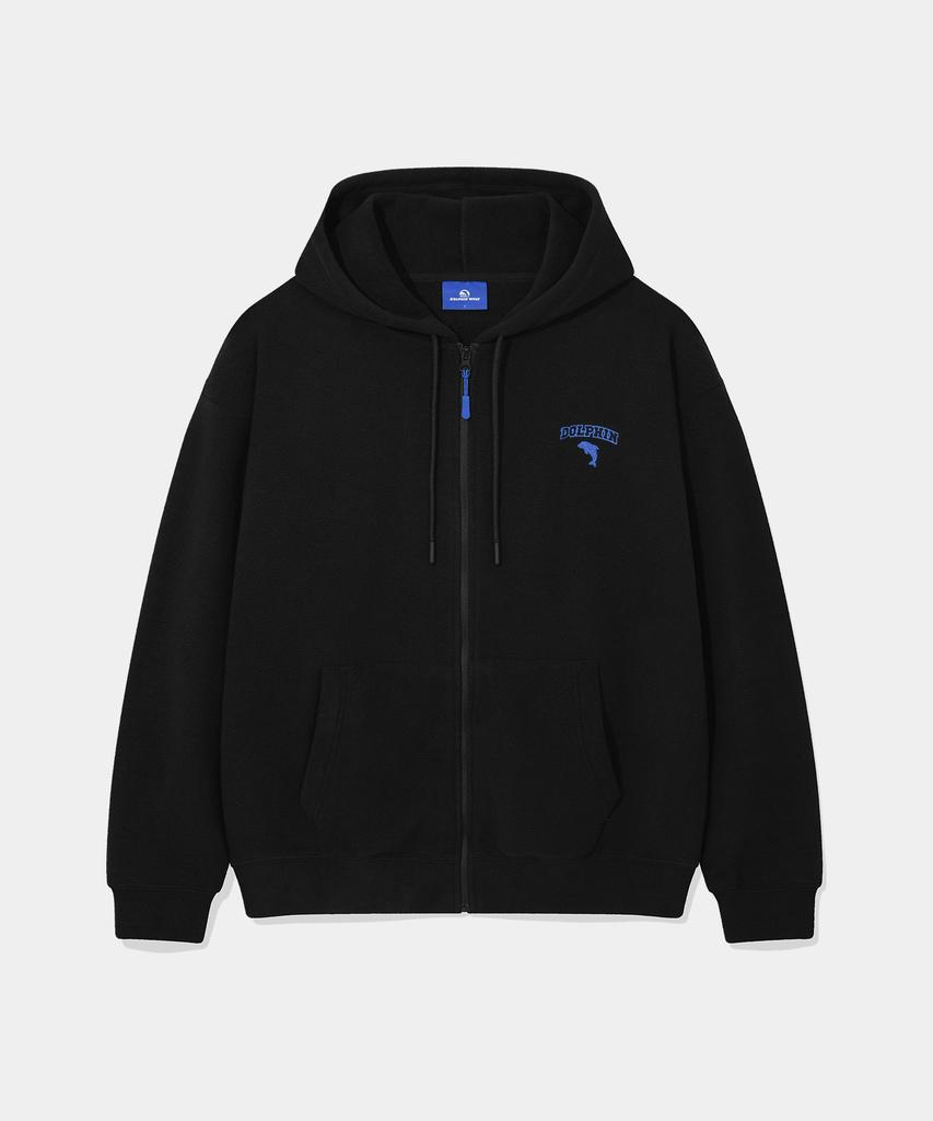 Dolphin Wave Apparel [Набор] Толстовка с молнией из флиса с вышивкой в виде дельфина и брюки на шнурке Черный