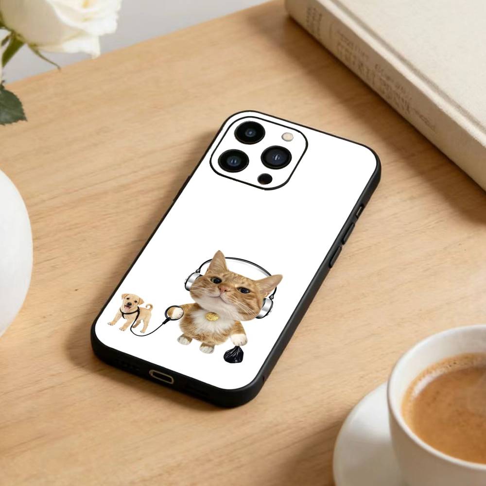 Чехол для телефона Goofy Cool Cats с большими глазами для iPhone 17 16 15 14 13 12 Max Plus, силиконовый, черный