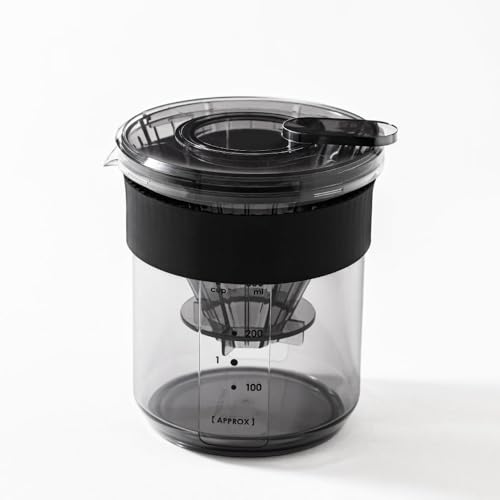 &NE Tritan Dripper & Server, Nikii Cafe, Black, 430ml Capacity, 1-2 Cups, Made In Japan, Coffee Set with Spoon, Portable, Compact, Shatter-Resistant,